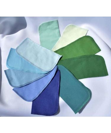 Set of 10 Assorted Blues and Greens 1 Ply Flannel Little Wipes 8x8 Inches - Buy Online on SooperMarket.com