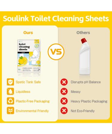 Soulink Toilet Cleaning Sheets - Eco-Friendly Liquidless Strips 80 Cleans Plastic-Free Lemon Scent - International Shipping Available - Buy Online on SooperMarket.com