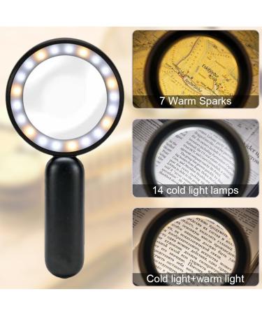 Udbrud Magnifying Glass with Light 30X Handheld Large Magnifying Glass with 3 Modes 21 LED Illuminated Lighted Magnifier USB for Macular Degeneration Seniors Reading Inspection Coins Jewelry Map - Buy Online on SooperMarket.com