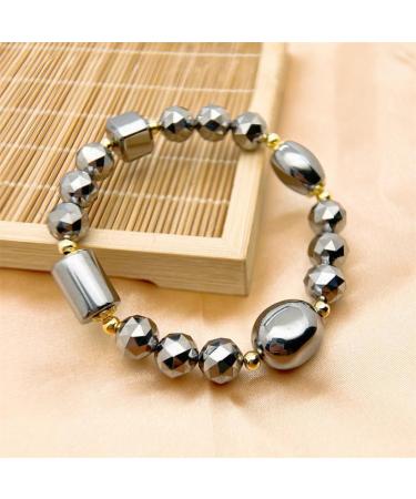 MuYu Art Faceted Bead Terahertz Bracelet Energy Healing Stone Magnetic Therapy Terahertz Bracelet 7 Inches for Women Men Adjustable Terahertz Bracelet - Buy Online on SooperMarket.com