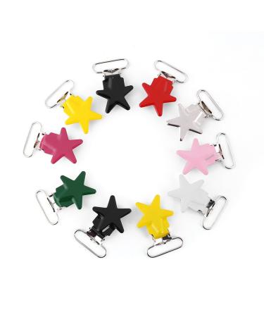 Alvinlite 10 pieces 25 mm Fifty star unique pacifier clips teething gripping toys braces clips charm-diy pacifier clips holder accessories for the production of pacifier holders