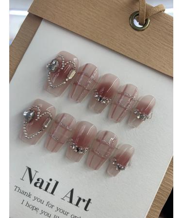 Manual phototherapy wearing nail pattern Sweetheart powder blusher love hand-painted nail pattern nail paste wearing nail (Color : A Size : M) - Buy Online on SooperMarket.com