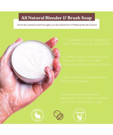 CINEMA SECRETS All Natural Vegan Brush & Blender Sponge Soap with Coconut Oil | Includes Scrubber - Buy Online on SooperMarket.com
