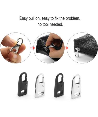 Metal Zipper Pull Tab Replacement for Suitcases, Luggage, Jackets - Sliver and Black - Buy Online on SooperMarket.com