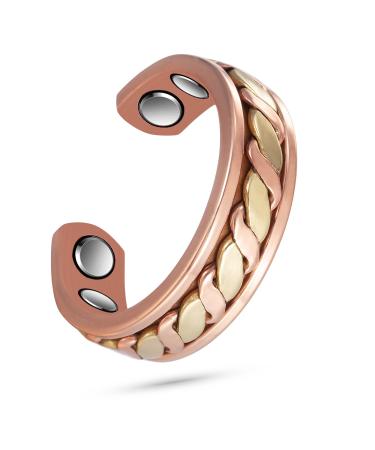 EnerCoppeX Copper Magnetic Ring for Women Lymphatic Drainage Adjustable Ring 3500 Gauss Magnet (CPR-2028RG)