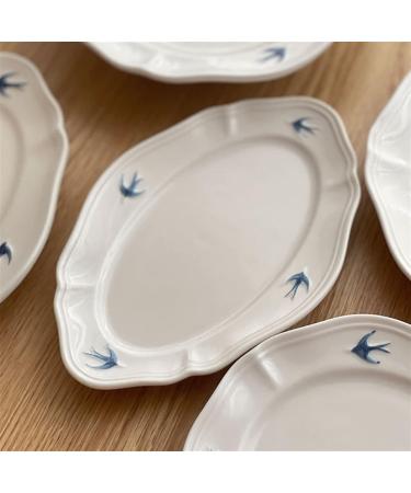 Dinnerware Dishes Plates Swallow Embossed Dining Plate Vintage Tableware Solid Simple Fish Plate Household Kitchen Restaurant Ceramic Dining Plate Oval Fish Plate Dinner Restaurant Family Party Plates Small - Buy Online on SooperMarket.com