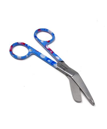 Blue & Pink Dew Drops Handle Pattern Color Lister Bandage Scissors 5.5" (14cm), Stainless Steel