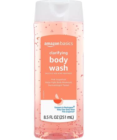 Amazon Basics Pink Grapefruit Body Wash with 2% Salicylic Acid - Acne Treatment, 8.5 oz (4-Pack) - Dermatologist Tested - Buy Online on SooperMarket.com