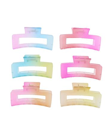 Zac's Alter Ego Set of 6 Large 8.5cm Assorted Translucent Two Tone Pastel Matte Finish Rectangular Clamps