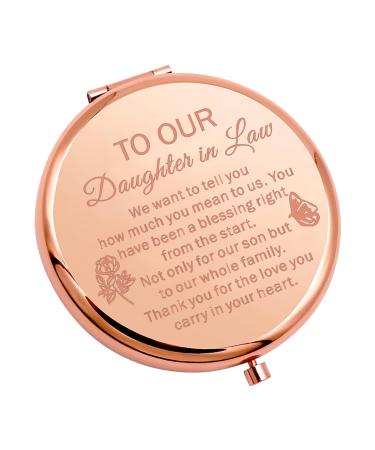 KUIYAI Daughter In Law Gift Daughter In Law Compact Mirror Wedding Gift For Bride Makeup Mirror For Bridal Shower (daughterin law mirrorUK)