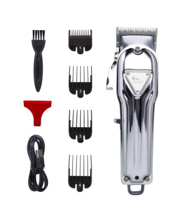 Professional Hair Clippers - Electric Cordless Hair Clippers Rechargeable Beard Trimmer Cordless Grooming Kit with 4 Guide Combs for Men and Women Silver
