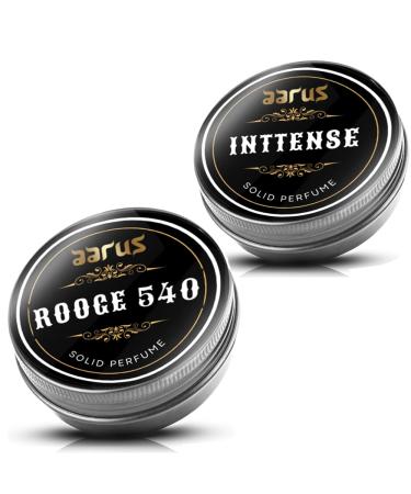 BlueQueen Solid Perfume with Cedar Wood Clary Sage Cologne Balm for Men And Women Cologne Balm Travel Cologne Wax India/Pack of 2 Rooge 540 And Inttense Solid Perfume