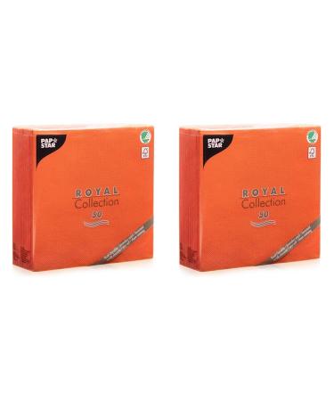 Papstar 50 napkins "Royal Collection" 1/4 fold 40 cm x 40 cm nectarine 84813 (pack with 2) 7.8 x 20 x 20 cm (pack with 2) nectarine