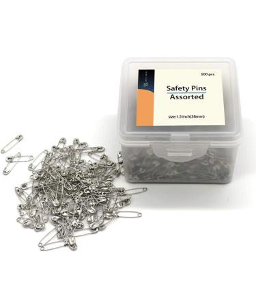 500 Pack 1.5Inch Safety Pins Bulk with Convenient Box - Size 2 Small Pins for Clothes, Home, Office - Buy Online on SooperMarket.com