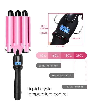 Buy 3 Barrel Waver Iron - Professional Ceramic Hair Curler with LCD Display | Pink Hair Styling Tool for Gorgeous Waves - International Shipping Available - Buy Online on SooperMarket.com