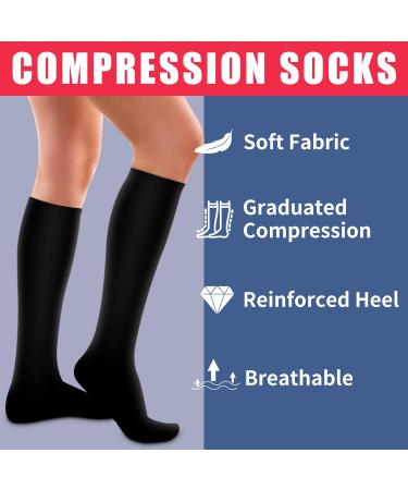 Laite Hebe Compression Socks - 4 Pairs for Women & Men - Best Support for Nurses, Running & Athletic - Black/White/Grey/Navy - Small/Medium - Buy Online on SooperMarket.com