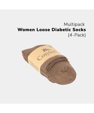 Cosyfeel Women Loose Diabetic Socks | 4-Pack Neuropathy Ankle Socks for Ladies | Super Soft Eco-Friendly Bamboo Material | Durable with Seamless Toe | Multicolour Patterns | 4 Seasons 7-9 1/2 HAZEL - Buy Online on SooperMarket.com