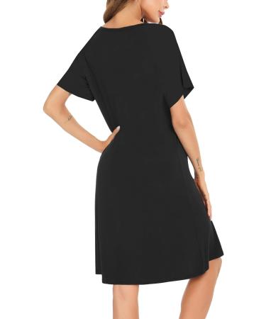 Irdcomps Women's Maternity Nursing Nightdress - Short Sleeve Button Nightgown for Pregnancy - Black XL - Buy Online on SooperMarket.com