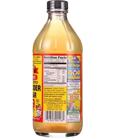 Bragg Organic Apple Cider Vinegar with the Mother - 16 Fl Oz Pack of 2 + Custom F.O.Y Measuring Spoon - Buy Online on SooperMarket.com