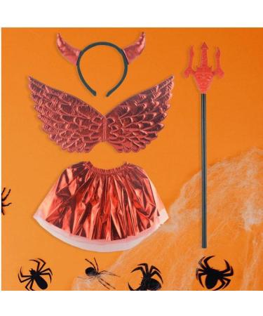 Halloween Devil Costume Set 4pcs Devil Horns Shape Headband Skirt Scepter Cosplay Costume Suit for Halloween Party - Buy Online on SooperMarket.com