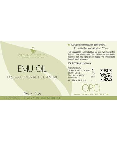 Premium Australian Emu Oil - 7X Refined 4 oz Glass Dropper - 100% Pure Extra Strength for Hair Face Body Pain - Natural Top Grade A by OPO - Buy Online on SooperMarket.com