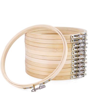Pllieay 12 Pieces 6 Inch Round Embroidery Hoops Bamboo Circle Cross Stitch Hoop for Embroidery Crafts and Festivals Decoration