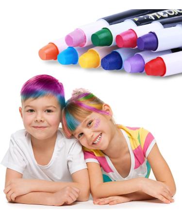 FRCOLOR Hair Chalk for Girls - 10 Color Washable Hair Paint for Kids | Temporary Hair Dye Pens for Halloween & Christmas Makeup - Buy Online on SooperMarket.com