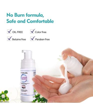 50ML Eyelash Extension Cleanser Kit with Makeup Brush - Daily Foaming Shampoo for Extensions and Natural Lashes - Buy Online on SooperMarket.com