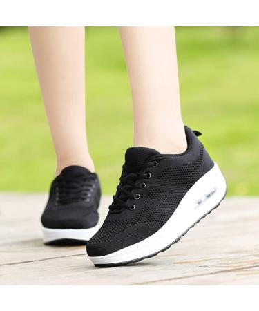 Sistke Women's Outdoor Sneakers - Lightweight Breathable Plateau Sports Shoes - Mesh Running & Street Shoes in Black (Size 36 EU) - Buy Online on SooperMarket.com