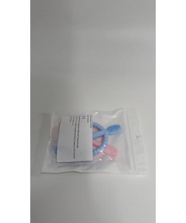 Buy BPA-Free Baby Biting Toys & Toothbrush Set - Soothing Silicone Teething Rings (Blue & Pink) for 3+ Months - Safe & Stimulating Gum Relief - Buy Online on SooperMarket.com