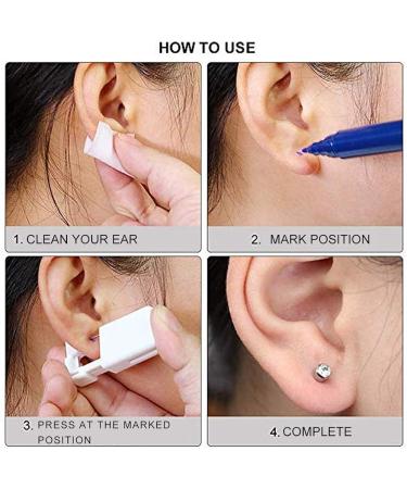 Silmy 2 Pack Ear Piercing Kit - Disposable Self Piercing Gun with Ear Stud & Clean Tool - Nose Studs Cartilage Tragus Helix Piercing Gun - Silver White1 - Buy Online on SooperMarket.com