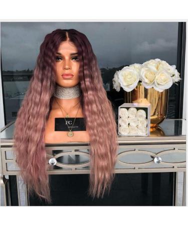 Shop BGHJUE Pink Long Roll Lace Front Wig | Brazilian Straight Human Hair - Pre-Plucked Hairline with Baby Hair - Buy Online on SooperMarket.com