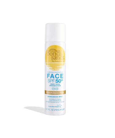 Bondi Sands SPF 50+ Fragrance Free Face Sunscreen Mist | Broad Spectrum UVA & UVB Protection with 72 Hour Hydration Invisible Finish Dermatologically Tested Vegan + Cruelty Free | 79 mL/2.11 Oz