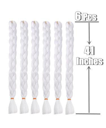 6 Packs Eunice Jumbo Braiding Hair Extensions - Colorful Synthetic Kanekalon for Crochet Box Braids - 165g/pcs 104cm (White) - International Shipping Available - Buy Online on SooperMarket.com