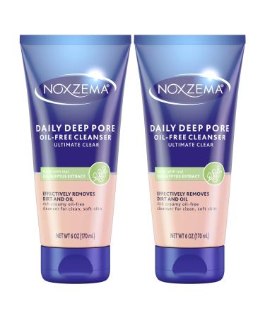 Noxzema Ultimate Clear Daily Deep Pore Oil-Free Cleanser for Soft Smooth Skin - Noxzema Daily Face Wash for Women and Men Noxzema Facial Cleanser for Acne Prone Skin 6 Oz Ea (Pack of 2)