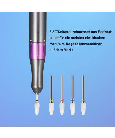 Piashow Improved Version 5-Piece Ceramic Nail Drill Bit Set Professional Nail Cutter Attachments Home Use Nail Cutter Bits for Gel Nails Manicure Pedicure Cuticles (3/32 Inches) Stil 1 - Buy Online on SooperMarket.com