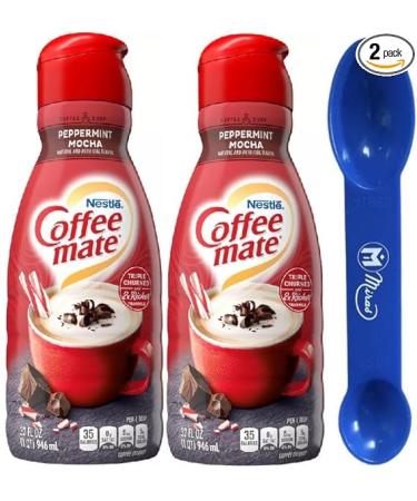Coffee Mate Peppermint Mocha Liquid Coffee Creamer 32 fl oz Miras Trademark 2 in 1 Measuring Spoon Included Pack of 2