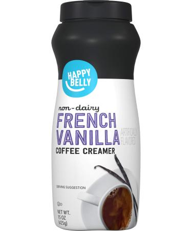 Amazon Brand - Happy Belly Powdered Non-dairy French Vanilla Coffee Creamer, 15 Ounce