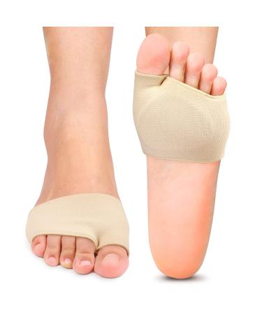2 Pair Metatarsal Pads Soft Gel Ball of Foot Cushion Relieve Ball of Foot Pain Metatarsal Pads for Relieving Mortons Neuroma Metatarsalgia Calluses Blisters Gel Pads for Men Women Beige
