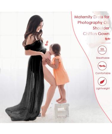 FEOYA Maxi Maternity Dress: Lace Strapless Gown for Pregnant Women Photography - Black - Buy Online on SooperMarket.com