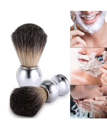 Premium Silver Razor Brush for Men | Facial Cleaning Brush & Barthaar Tool for Shaving Cream Foam & Soap - Buy Online on SooperMarket.com
