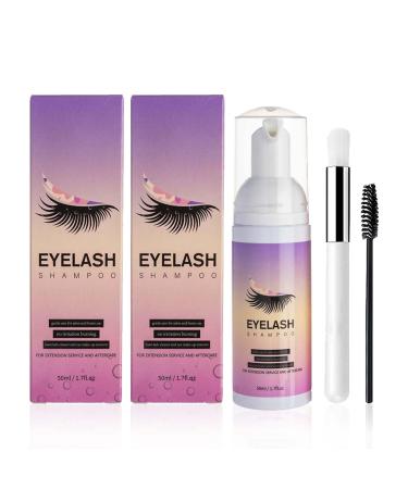 Tongyend Lash Shampoo for Lash Extensions Eyelash Extension Cleanser Lash Cleanser for Extensions with Brushes Eyelash Extension Shampoo for Eyelashes Extension Remover Salon & Home Use (2pc) Lash Shampoo-2pc