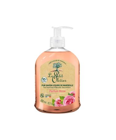 Le Petit Olivier Pure Marseille Liquid Soap - Rose Perfume - Gently Cleanses Skin - Delicately Perfumed - Vegetable Origin Based - 10.1 oz