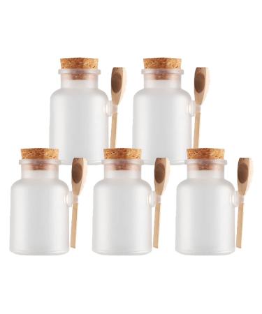 Tianzd 5 pieces 100ml matt transparent artificial bathing salt can empty cremat boxes cream can empty box cosmetic ointment bath salt container with cork closure wooden shovel