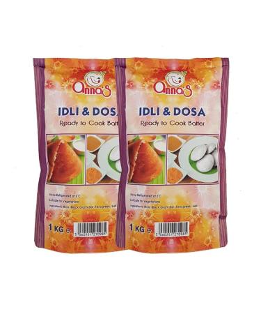 Anna's Dosa & Idli Batter 1KG |Wet Mix | Instant Rice Dosa Breakfast Mix | Pure Veg South Indian Breakfast Mix | 100% Natural Ingredients (Pack of 2)