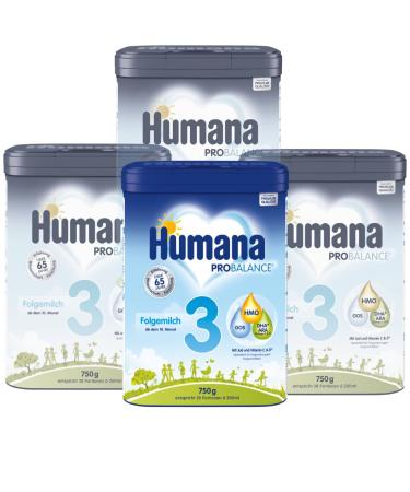 Humana Probalance follow -up milk 3 from the 10th month baby food after breastfeeding initial food or a follow -up milk 2 ideal for feeding 4 x 750 g 112 portions of 200ml