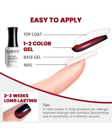 RARJSM Burgundy Cat Eye Gel Nail Polish - Diamond Black Red Velvet Glitter 15ml - UV LED Soak Off for Home Salon Christmas Manicure - Buy Online on SooperMarket.com