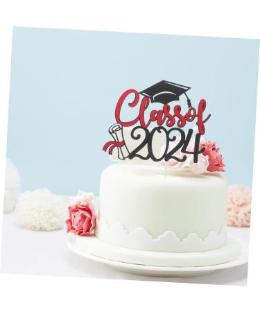 OFFSCH 5 Sets Cake Insert Top Hat Grad Party Decoration Graduation Grad Party Supplies Cupcake Decors Cake Decoration Red Paper European and American Graduation Season Red 16.00X13.00X0.10CM - Buy Online on SooperMarket.com