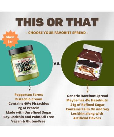 Peppertux Farms Pistachio Cream - 100% Pure & Natural Pistachio Butter Vegan Spread - High Protein Turkish Pistachio Cream - 7oz - Buy Online on SooperMarket.com