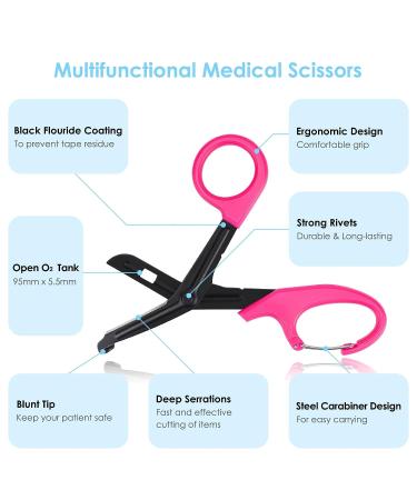 MOVOCA Nurse Penlight & Scissors Set - LED Penlight with Pupil Gauge, 7.5 Bandage Scissors EMT Trauma Shears - Hot Pink, Ideal for Doctors & Nurses - Buy Online on SooperMarket.com